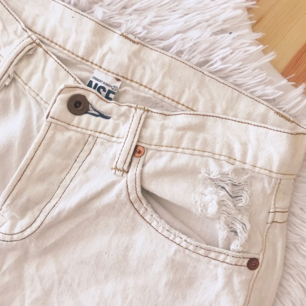 Free People White Distressed Jeans